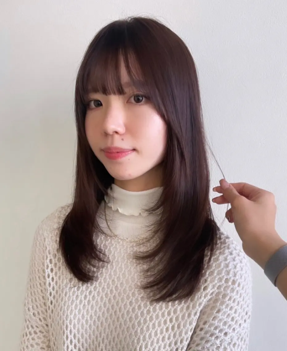 セミロング カラー ブラウンカラー ラベンダーカラー ラベンダーブラウン レイヤーカット risako🇰🇷 韓国ヘア/レイヤーのヘアスタイル