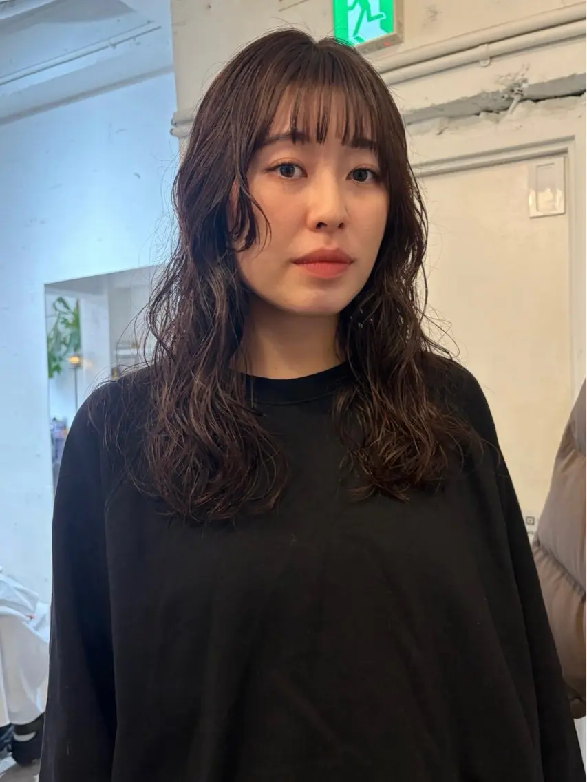 セミロング カラー パーマ セミロングパーマ ブラウンカラー カット ヘアカラー パーマ トリートメント *UNU* RICOのヘアスタイル