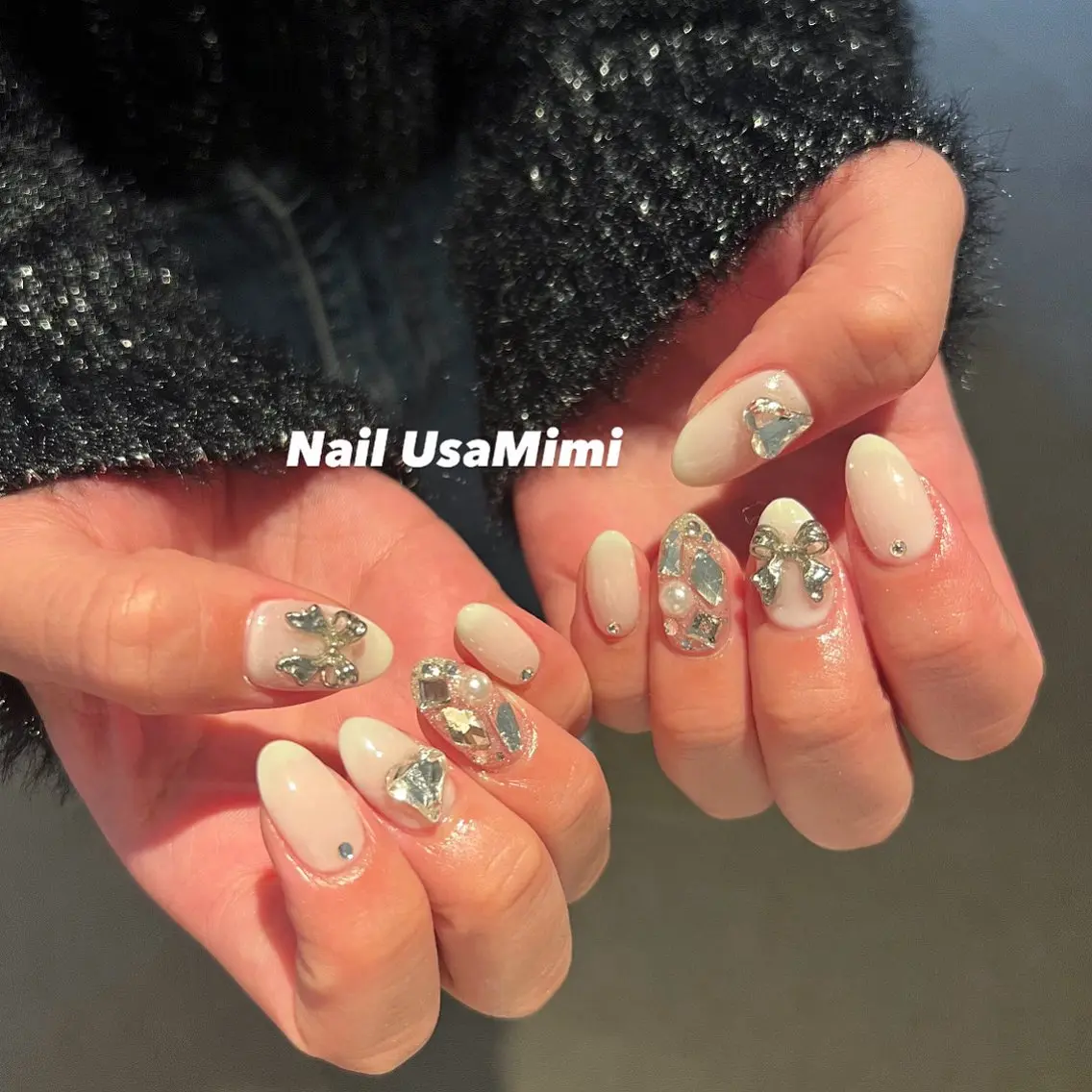 ネイル ジェルネイル キラキラネイル 韓国ネイル マグネットネイル 持ち込み 本町NailUsa Mimi RIKOのネイルデザイン