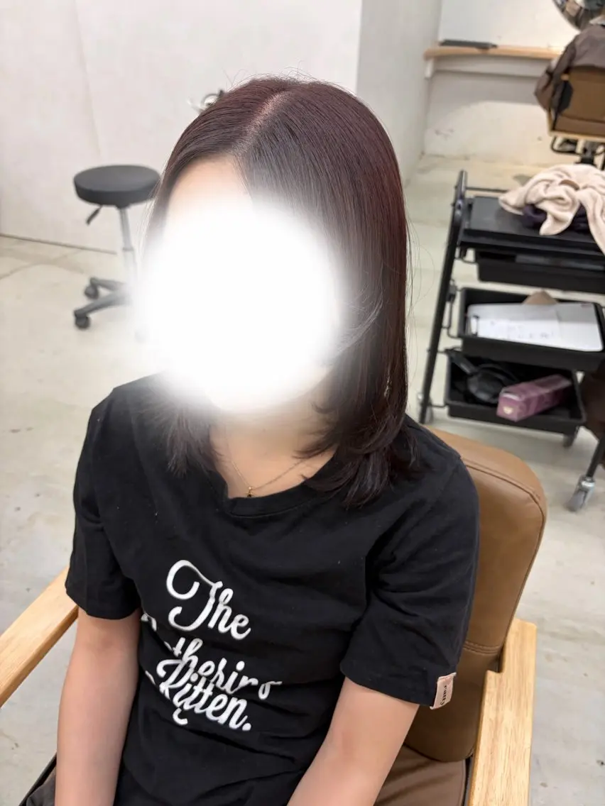 ミディアム カラー ピンクカラー レイヤーカット momoka YUC CA縮毛モデル募集中のヘアスタイル
