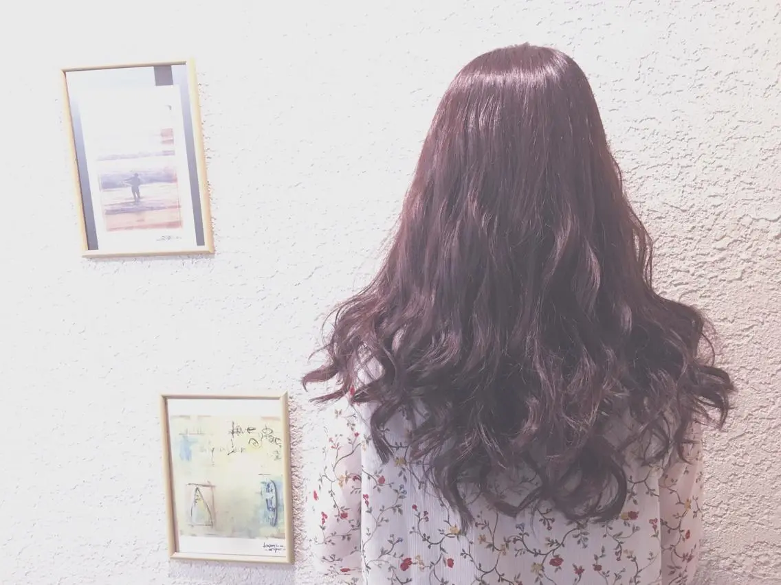 ロング カラー ブリーチ ブラウンカラー カシス ブリーチなしカラー ピンクカラー てんま さやかのヘアスタイル