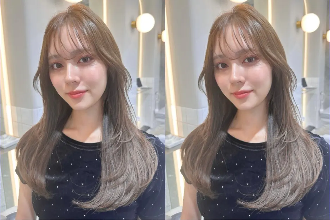 セミロング カット ヘアカラー トリートメント ヘッドスパ ヘアセット 新宿/韓国レイヤー 髪質改善カラー/角所のヘアスタイル