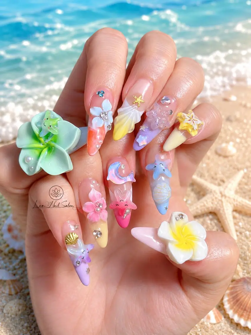 ネイル ロングネイル ぷっくりネイル ハンドネイル Lumi Shinokuboのネイルデザイン