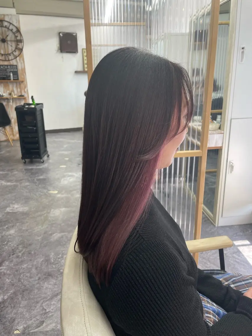 セミロング ピンクラベンダー カット 縮毛矯正 トリートメント SFIDA みつえのヘアスタイル