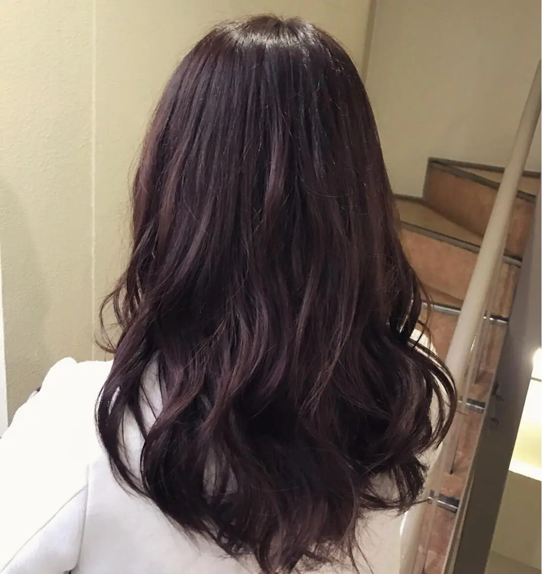 セミロング カラー パーマ ヘアアレンジ ディープラベンダー ラベンダーカラー 新宿No.1美髪師 taka髪質改善のヘアスタイル