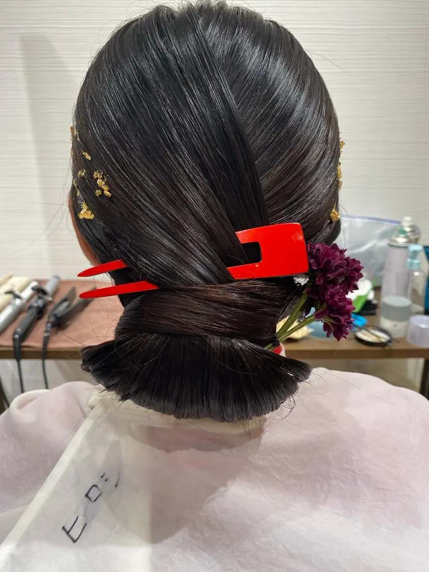 ロング ヘアアレンジ 成人式 着物ヘア 卒業式のヘアスタイル ヘアセット Hiroshi ヒロシのヘアスタイル