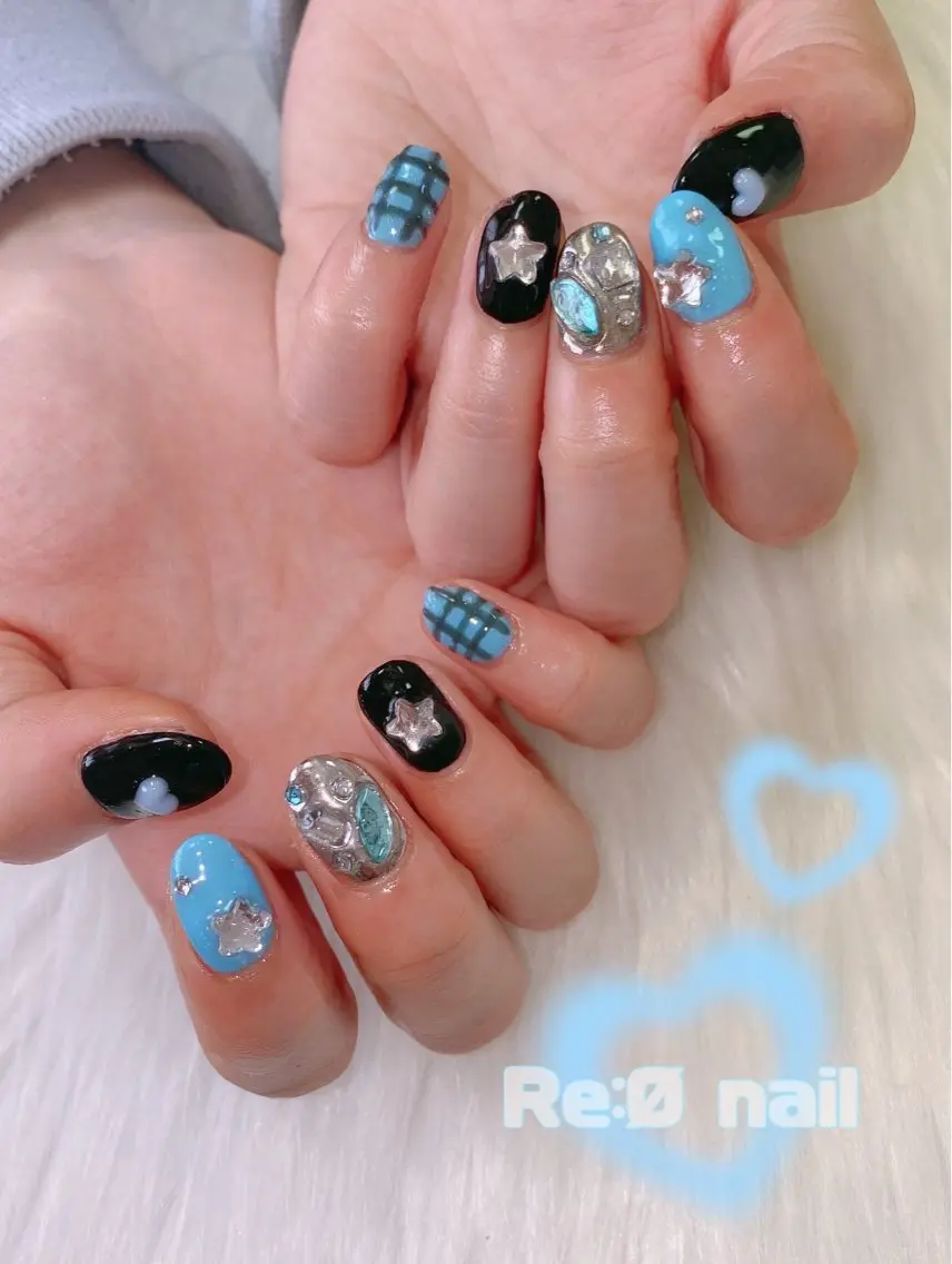 ネイル ショートネイル ハンドネイル Re:Ø nail 🩵TSUJIのネイルデザイン