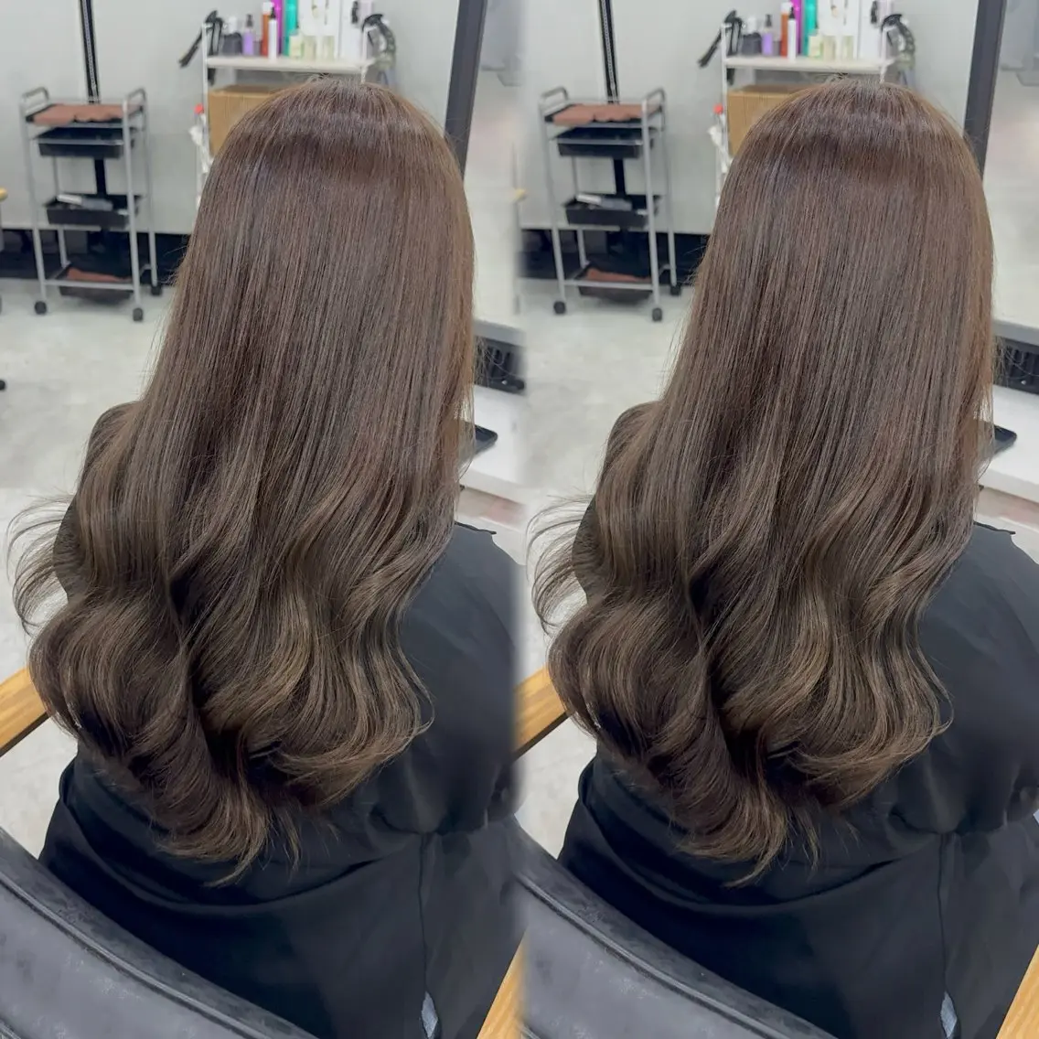ロング カラー アッシュ アッシュブラウン ベージュカラー 黒髪 ブリーチ 赤み無し柔らかカラー 【梅田】madokaのヘアスタイル