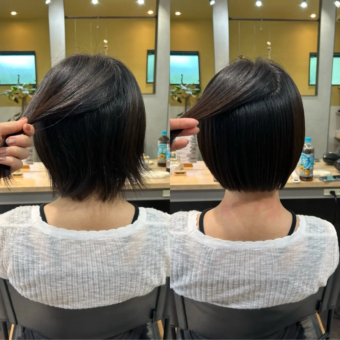 ショート パーマ 髪質改善 ショートヘア ストレートパーマ カット 縮毛矯正 トリートメント hub hair レイヤー/透明感のヘアスタイル