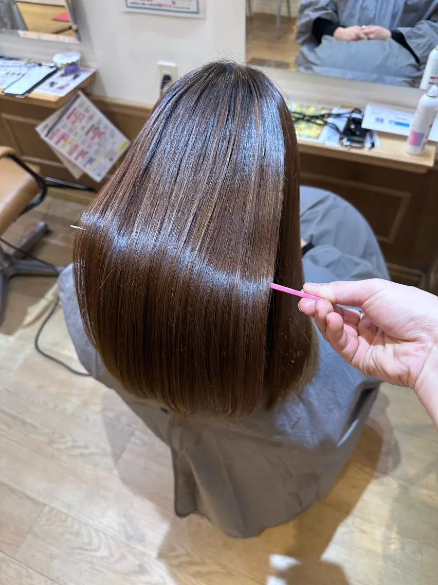 セミロング ヘアカラー トリートメント ✨シルクストレート✨ 美髪髪質改善Yukiのヘアスタイル