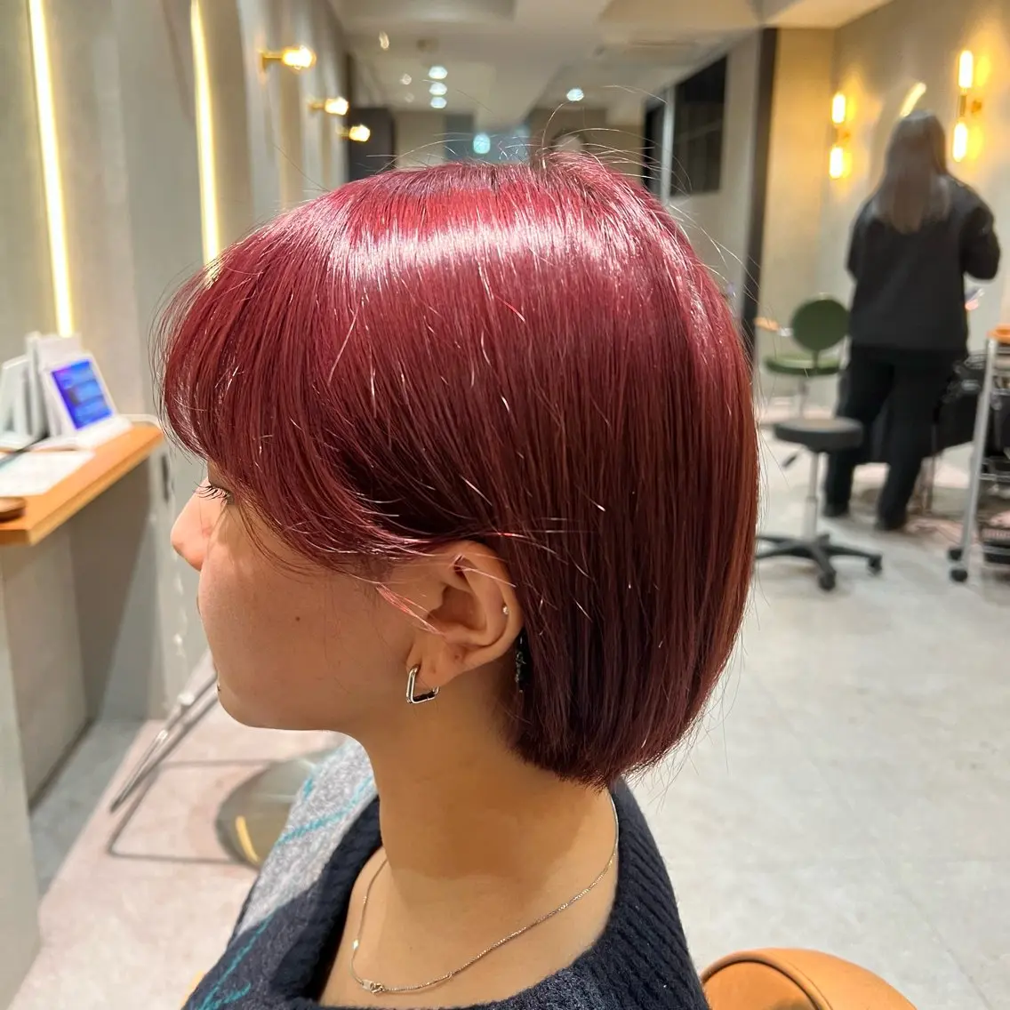 ショート カラー ダブルカラー レッドカラー カット ヘアカラー トリートメント 安岡 稜太のヘアスタイル