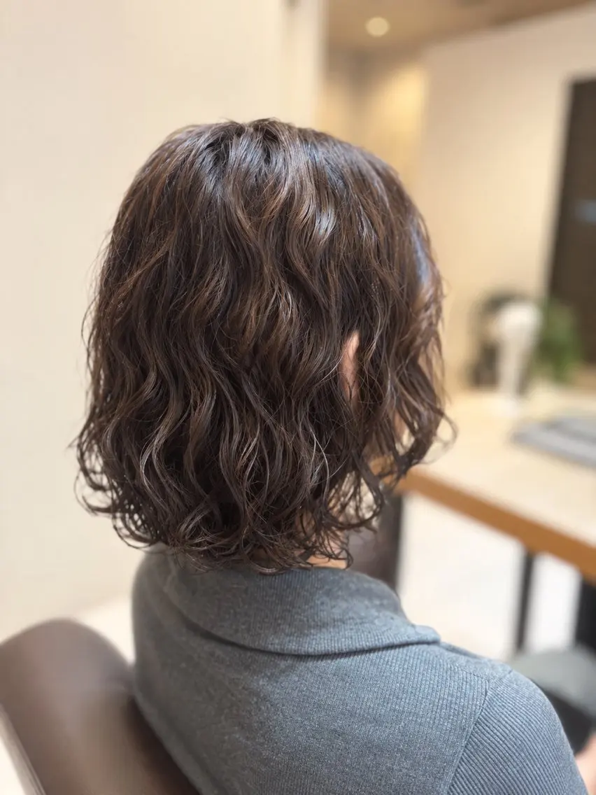 ミディアム パーマ カット パーマ 秋山 拓未のヘアスタイル