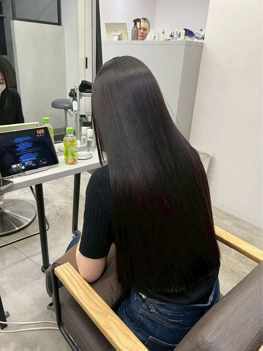 ロング パーマ 縮毛矯正 🍒モテ暖色カラー × うる艶✧ ゆなのヘアスタイル