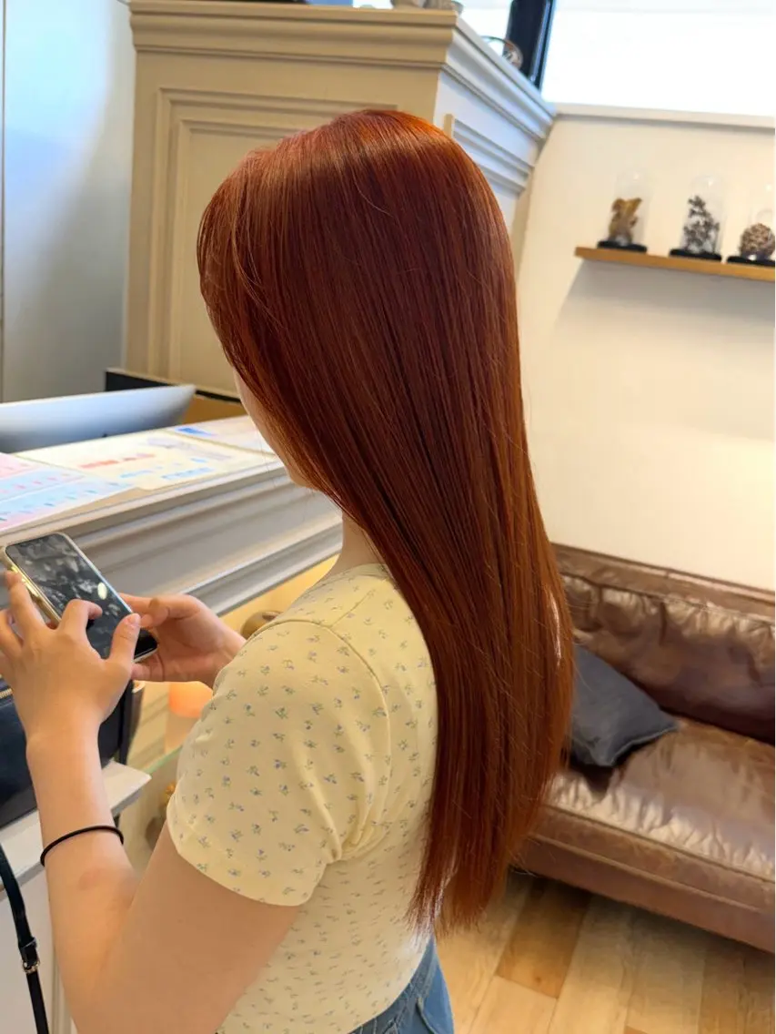 ロング カラー オレンジ ヘアカラー トリートメント Lomalia 🤍🫧/makoのヘアスタイル