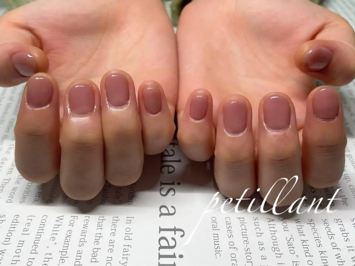 ネイル ワンカラーネイル ピンク nail salon petillantのネイルデザイン