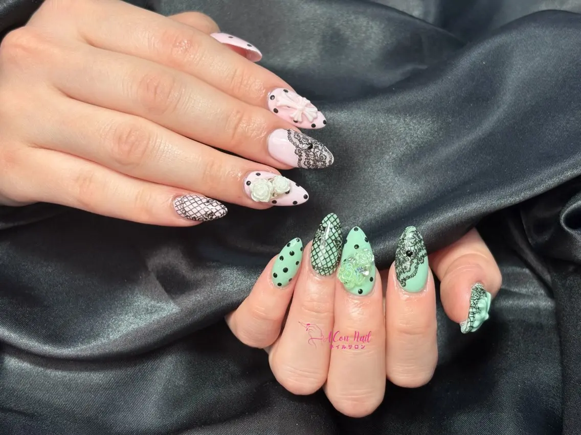ネイル 桜ネイル 長さ出し フラワーネイル フレンチネイル ジェルネイル ハンドネイル ACon NailSalonのネイルデザイン