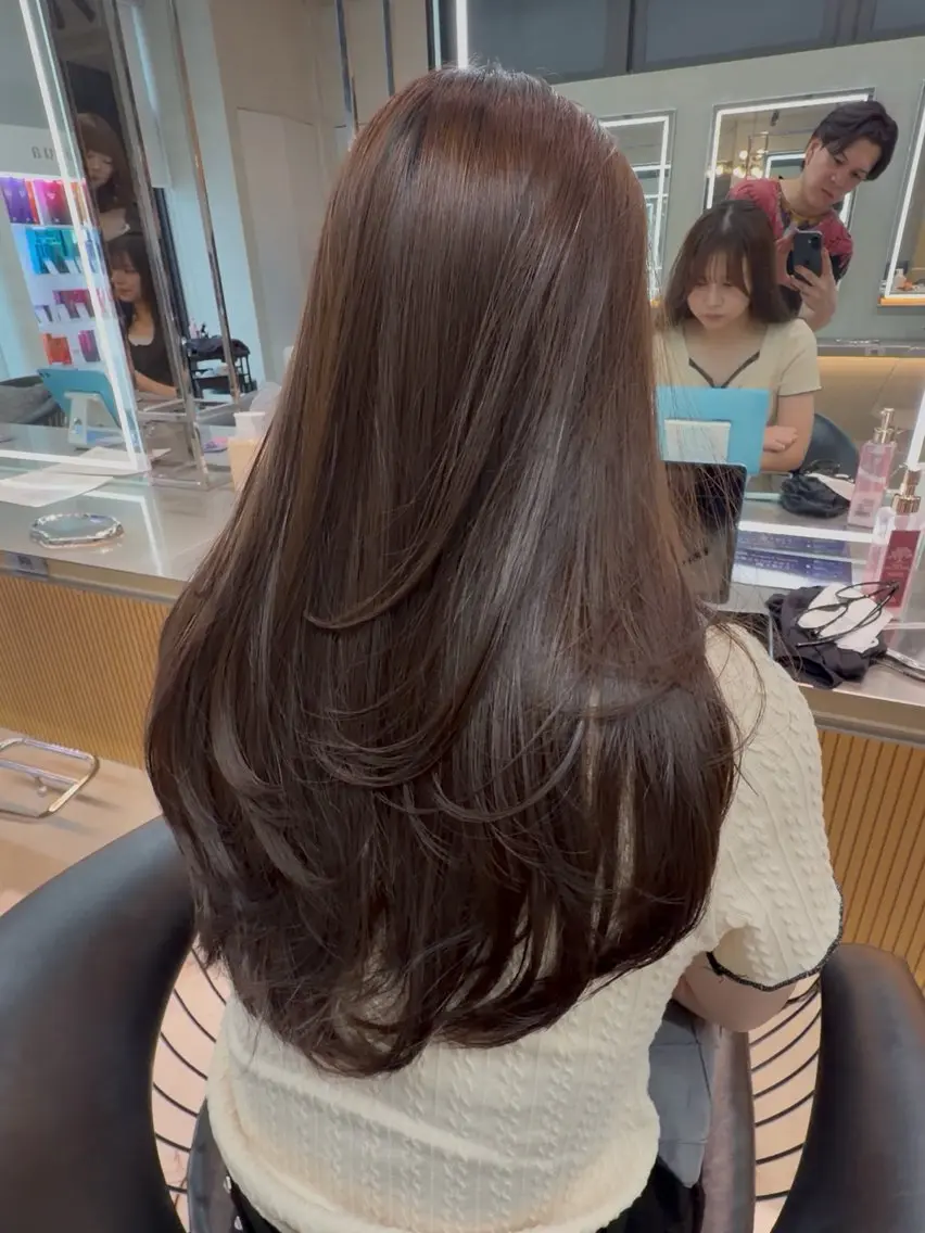 ロング カラー ヘアアレンジ ベージュカラー ブリーチ 透明感カラー ブリーチなしカラー 髪質改善 ヘアカラー 縮毛矯正 トリートメント 【博多髪質改善】 吉村 清志のヘアスタイル