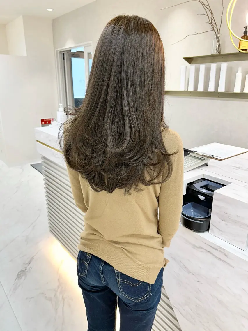 ロング カラー ベージュカラー オリーブベージュ レイヤーカット カット ヘアカラー トリートメント Saori / ボブ /顔周り/カラー🎀のヘアスタイル