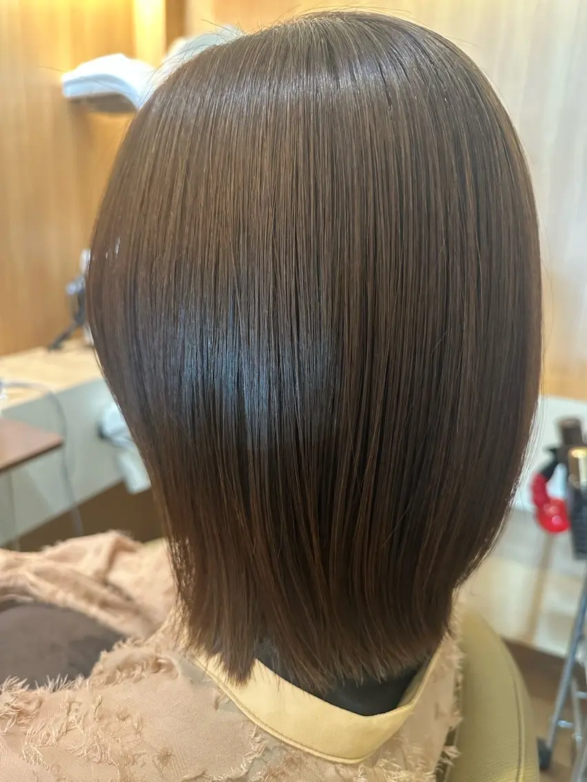 ミディアム 髪質改善 カット 縮毛矯正 トリートメント 松下 由香里のヘアスタイル