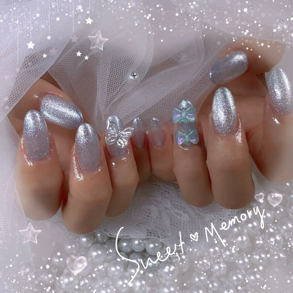 ネイル チークネイル フレンチネイル ガーリー ガラスフレンチ グラデーション ハンドネイル Chill Nailsalonのネイルデザイン