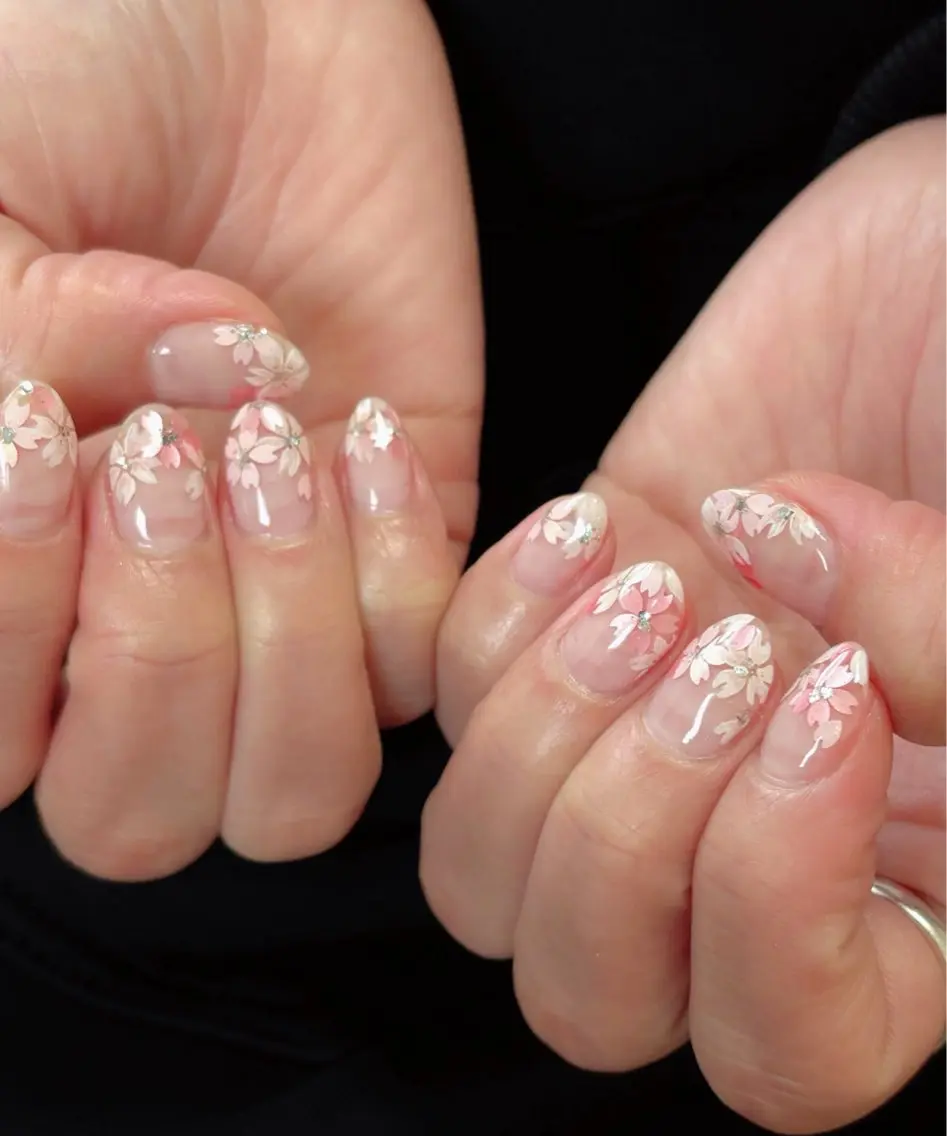 ネイル 桜ネイル 入学式 卒業式 ニュアンスネイル オフィスネイル ハンドネイル tamu nail 　金町のネイルデザイン