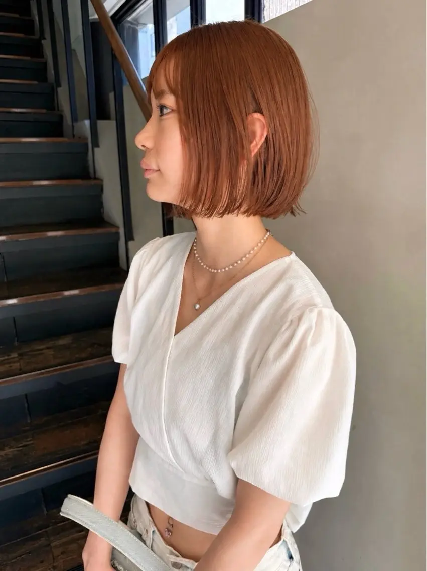ミディアム カラー ブリーチ ダブルカラー ブリーチなしカラー カット ヘアカラー レイヤー / ボブ/ ダブルカラーsakiのヘアスタイル