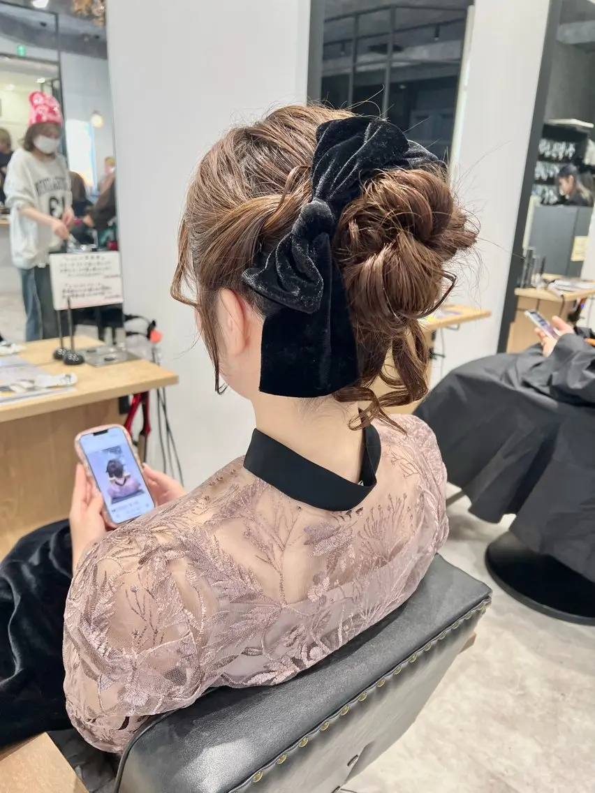 ロング ヘアアレンジ ヘアセット 黒阪 なみのヘアスタイル