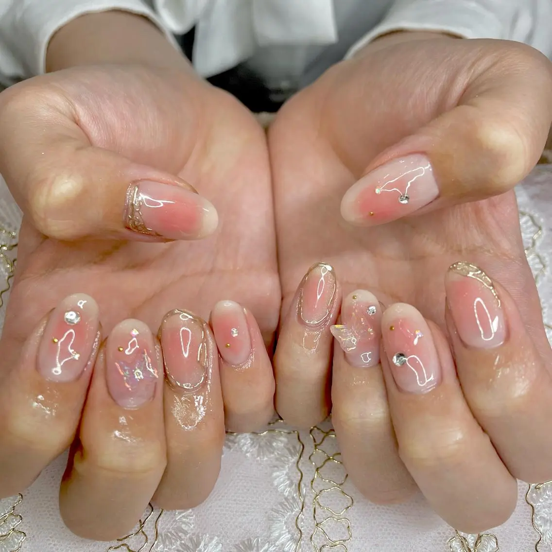 ネイル アートネイル オーロラネイル ジェルネイル 持ち込み ニュアンスネイル J terrace Nailのネイルデザイン