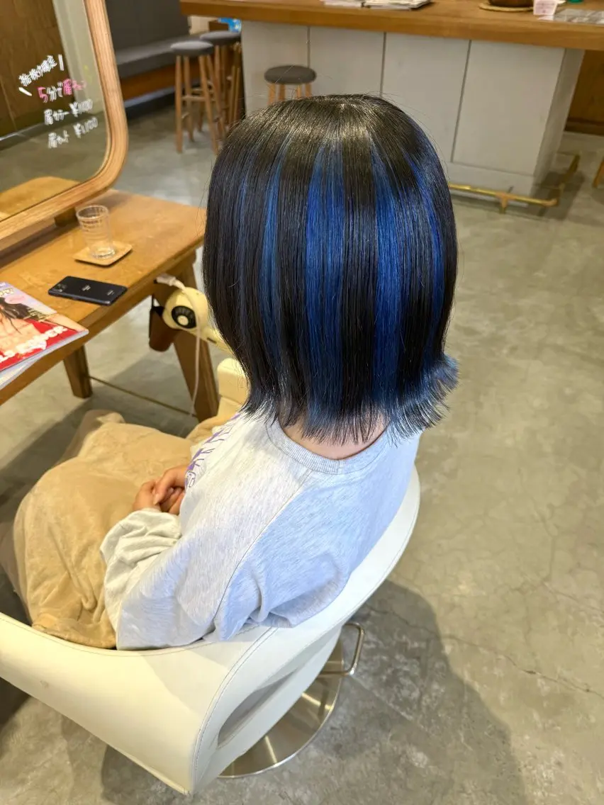 ミディアム カラー ブルーカラー ネイビーカラー カット ヘアカラー WATANABE MISAKIのヘアスタイル