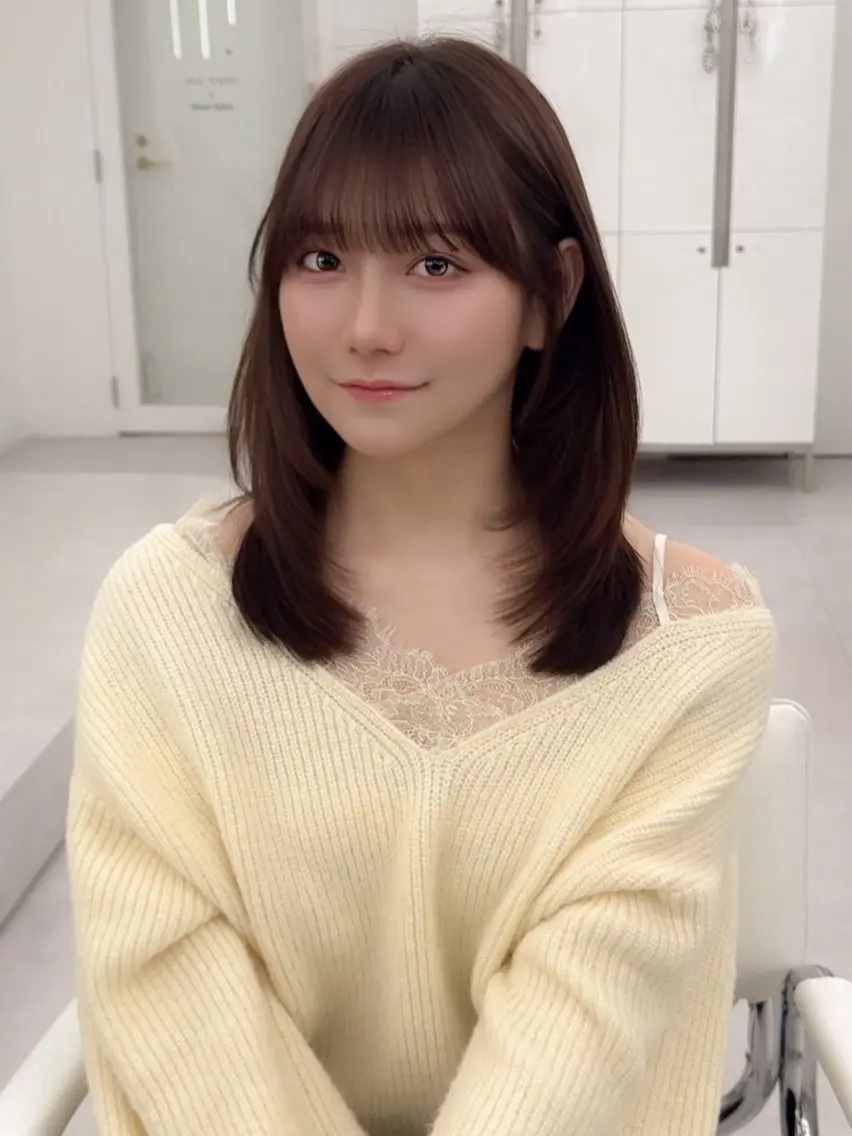 セミロング カラー ヘアアレンジ カット ヘアカラー トリートメント 顔周り&ミディアム 特化/池袋/kokiのヘアスタイル