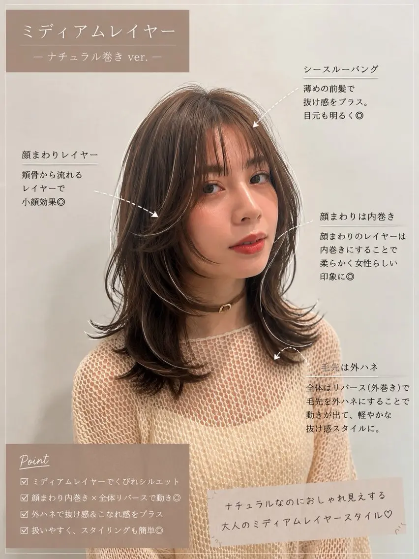 セミロング カット ヘアカラー トリートメント ハッシュカット🏆/ レイヤー🏆/福本凌のヘアスタイル