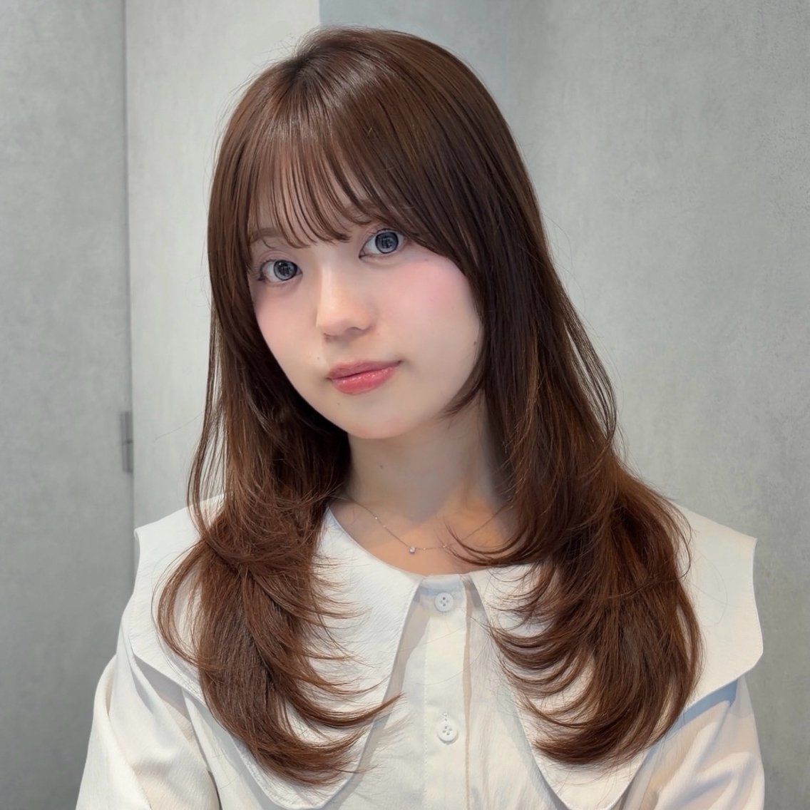 セミロング カラー カット ヘアカラー トリートメント レイヤーカット/ 透明感カラー/あさかのヘアスタイル