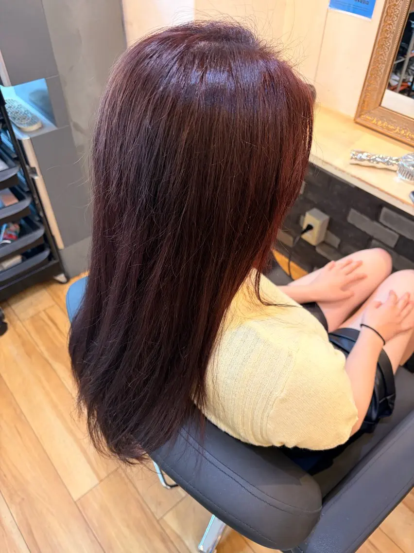 ロング カラー ブリーチ レッドカラー カット ヘアカラー koki/ ハイトーンカラーのヘアスタイル