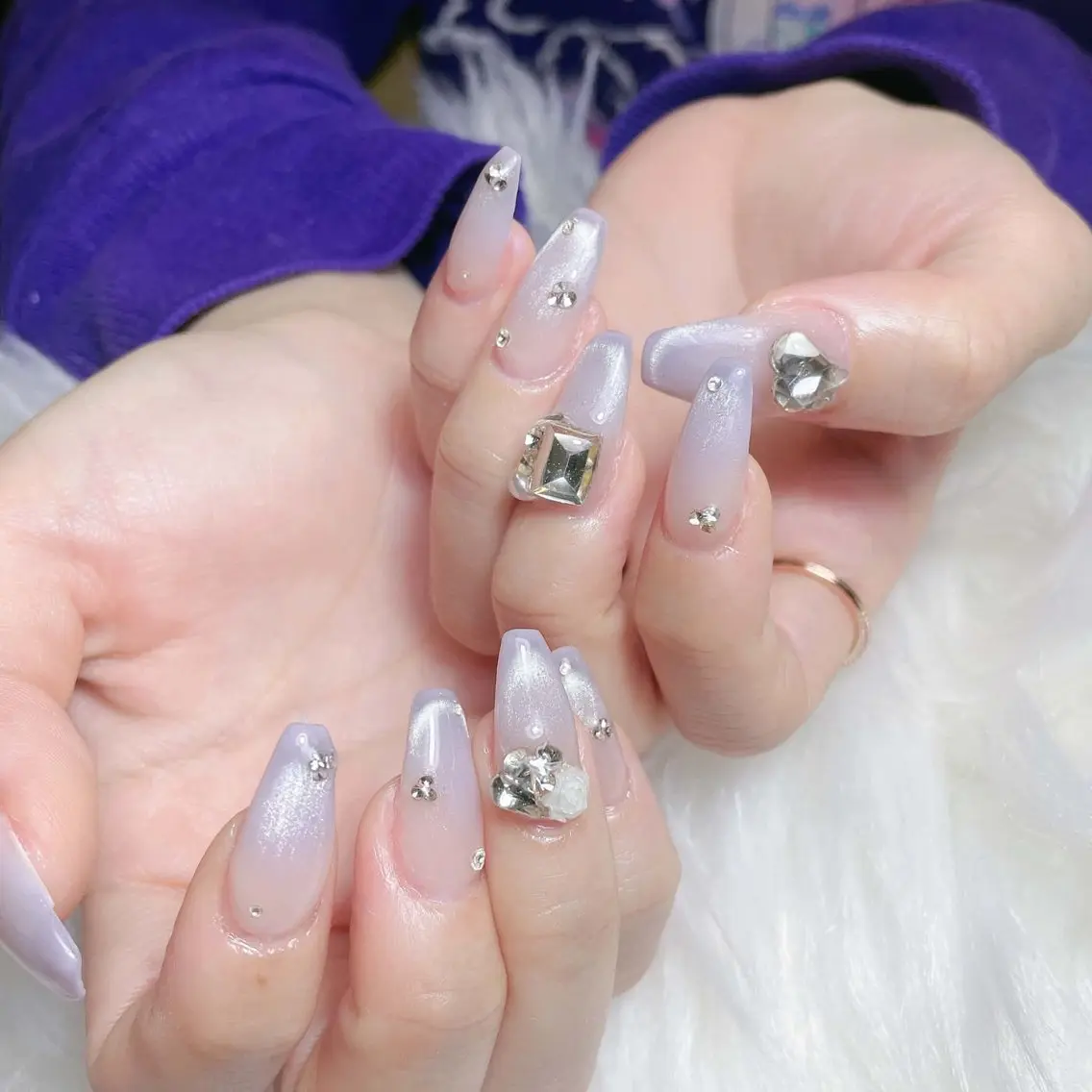 ネイル 長さ出し フレンチネイル グラデーション 韓国ネイル マグネットネイル ハンドネイル Lannie nailのネイルデザイン