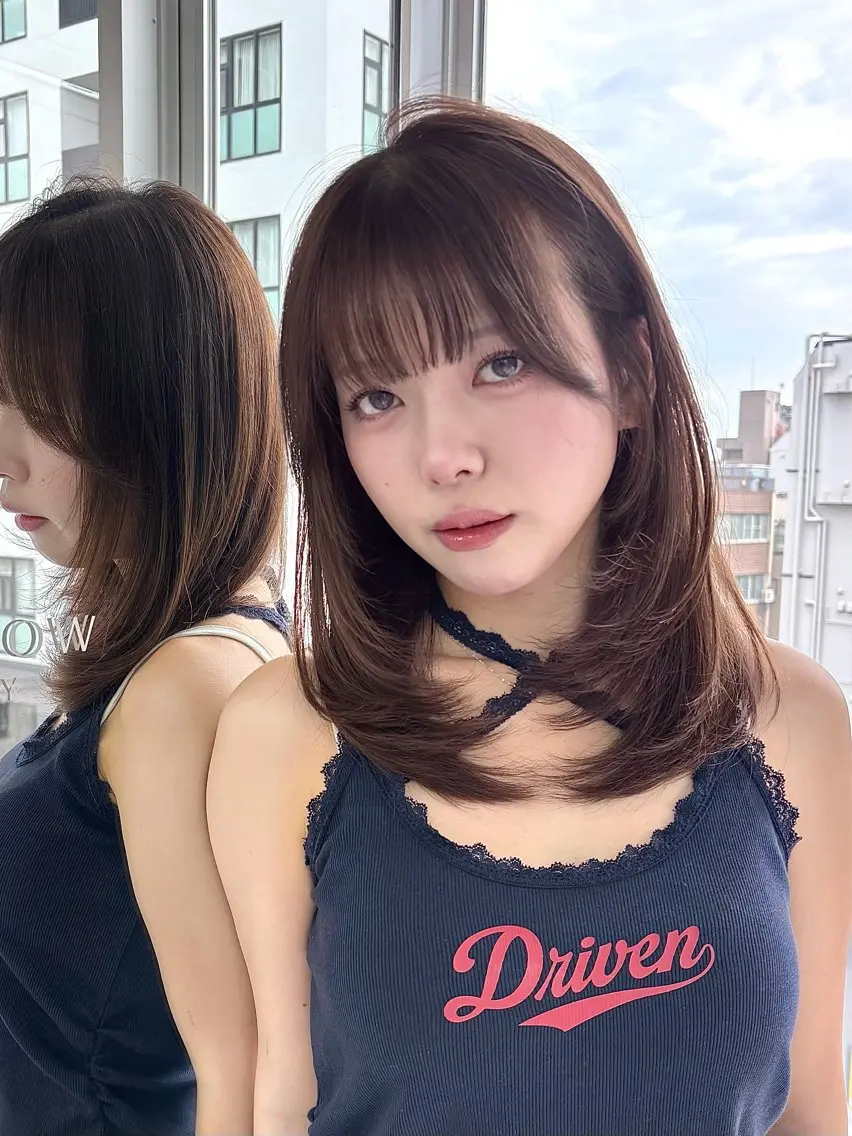 ミディアム ミディアムレイヤー レイヤーカット 大宮ミディアムレイヤ ー🍒🌙Kaoriのヘアスタイル