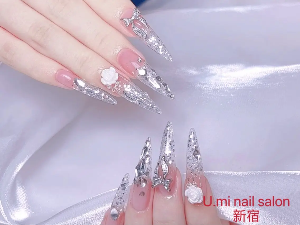 ネイル ボルドー チークネイル 長さ出し フレンチネイル ジェルネイル UMI ネイルサロン新宿🎀のネイルデザイン