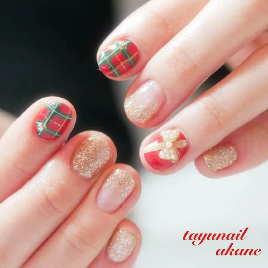 ネイル アートネイル ブルー ジェルネイル パラジェル リボン ネイルサロン 【たゆnail】のネイルデザイン