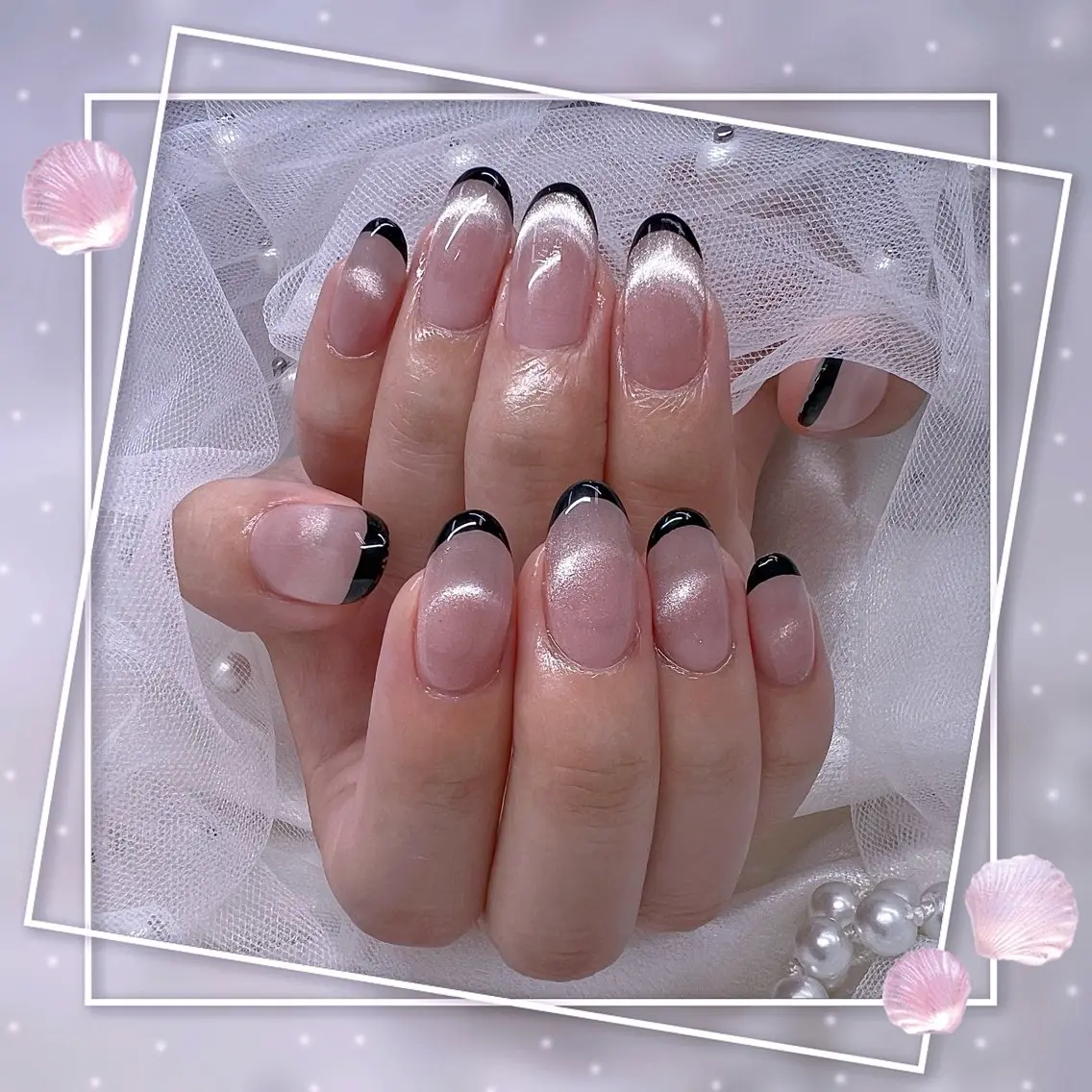 ネイル チークネイル フレンチネイル グラデーション マグネットネイル マグネットフレンチ ハンドネイル Chill Nailsalonのネイルデザイン
