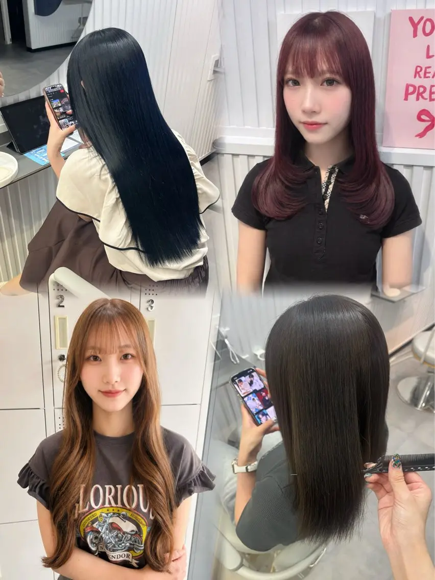 カラー ベージュカラー 黒髪 ブルーカラー ブルーブラック 透明感カラー ヘアカラー 松井 咲樹のヘアスタイル