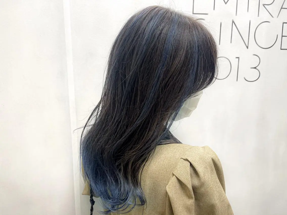 ロング カラー ブリーチ ブルーカラー ブラウンカラー ケアブリーチ ショコラブラウン OAK溝の口 𖠋SHINYAのヘアスタイル