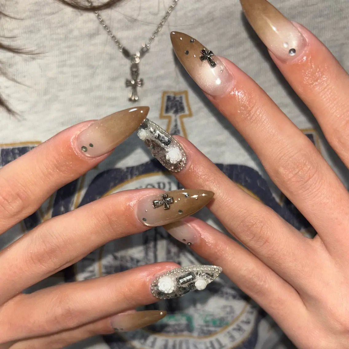 ネイル ブラウン マグネットネイル ハンドネイル JFYnail ゆいのネイルデザイン