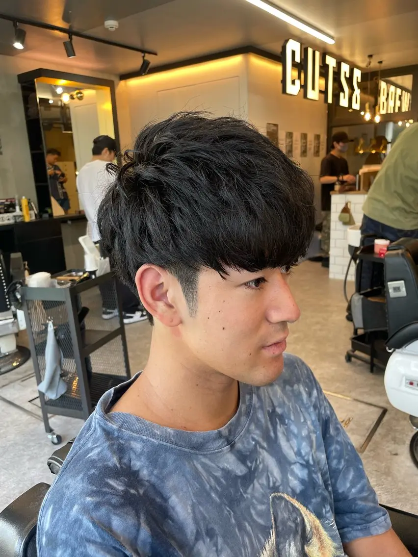 ショート メンズ カット 💈フェード× パーマ🔥松下💈のヘアスタイル