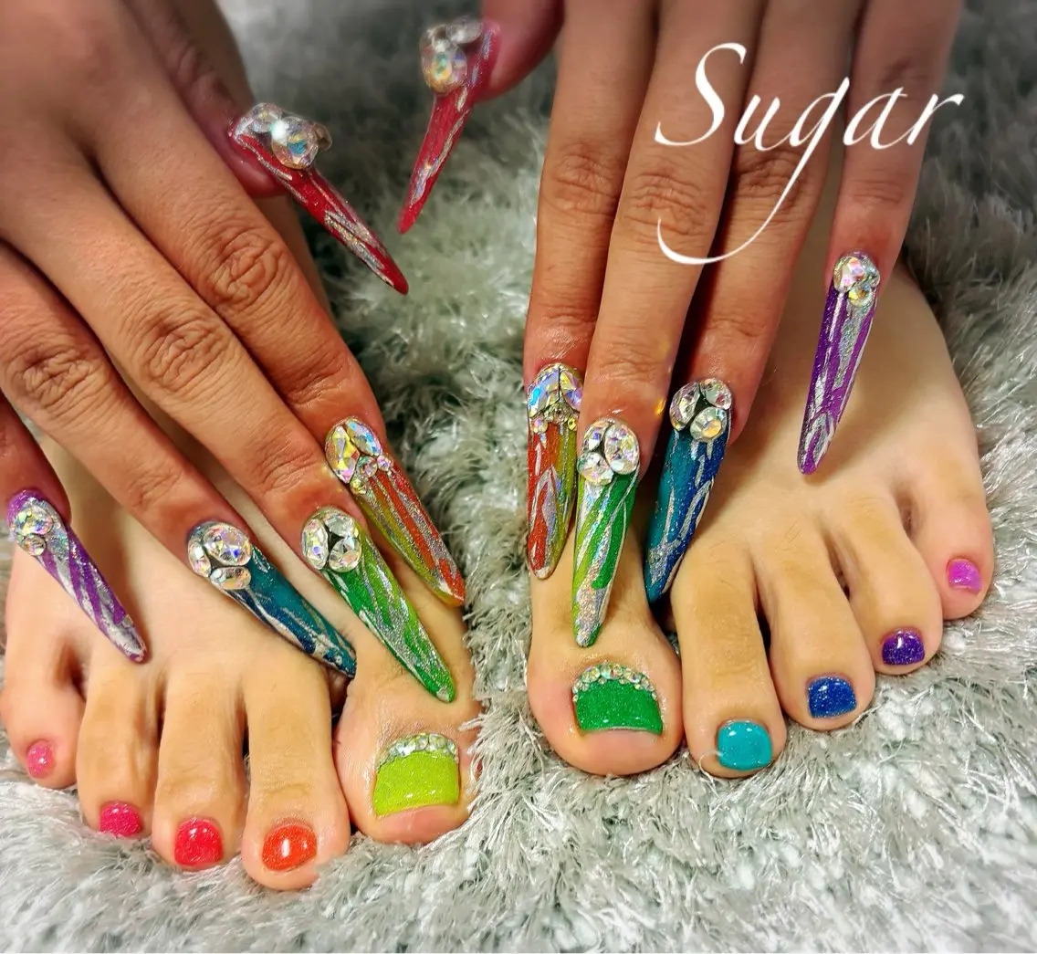 ネイル 長さ出し ロングネイル スカルプネイル スーパーロングネイル ハンドネイル Sugar Erikaのネイルデザイン