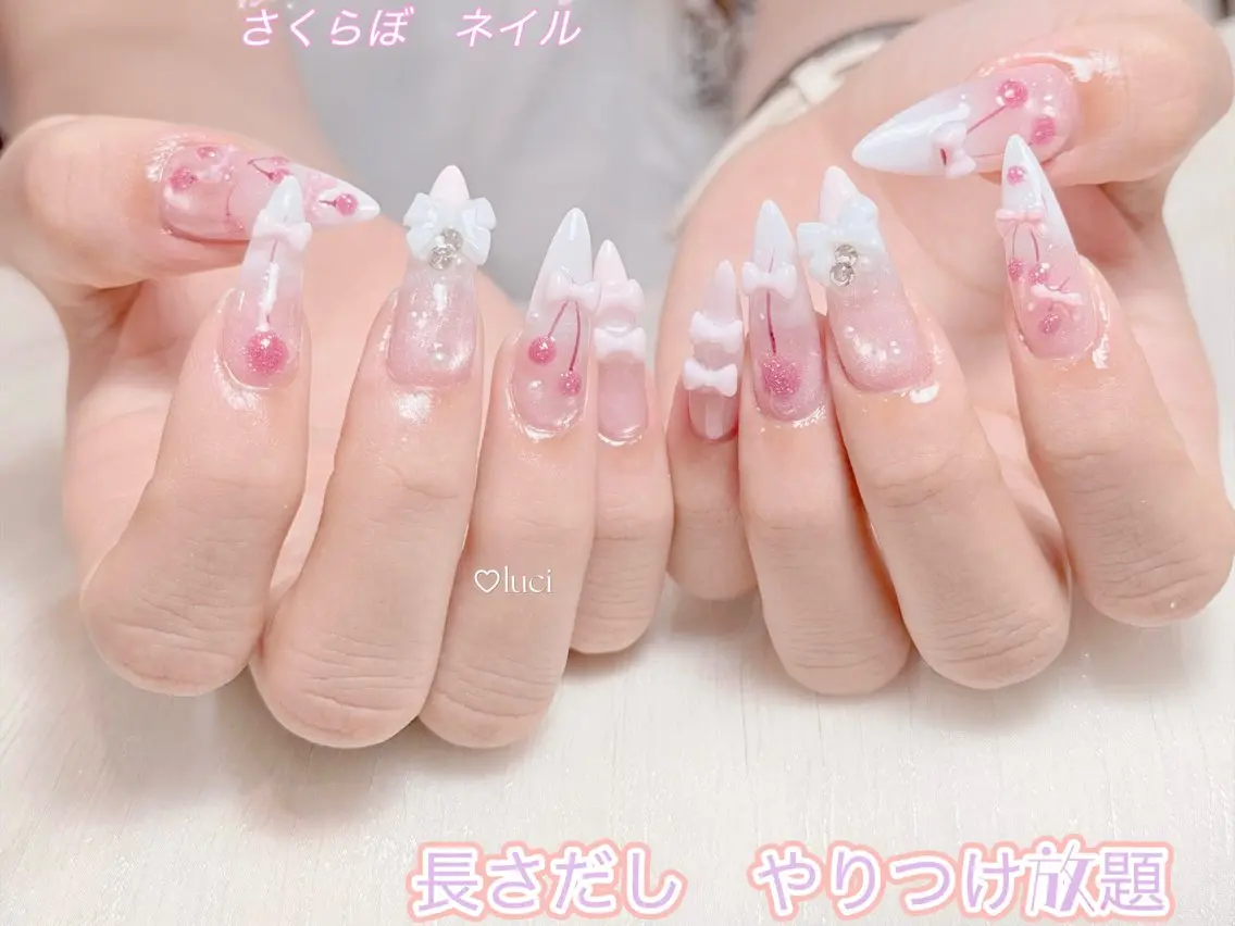 ネイル ジェルネイル 韓国ネイル ロングネイル 持ち込み パラジェル ハンドネイル Luci Nail Shinokuboのネイルデザイン