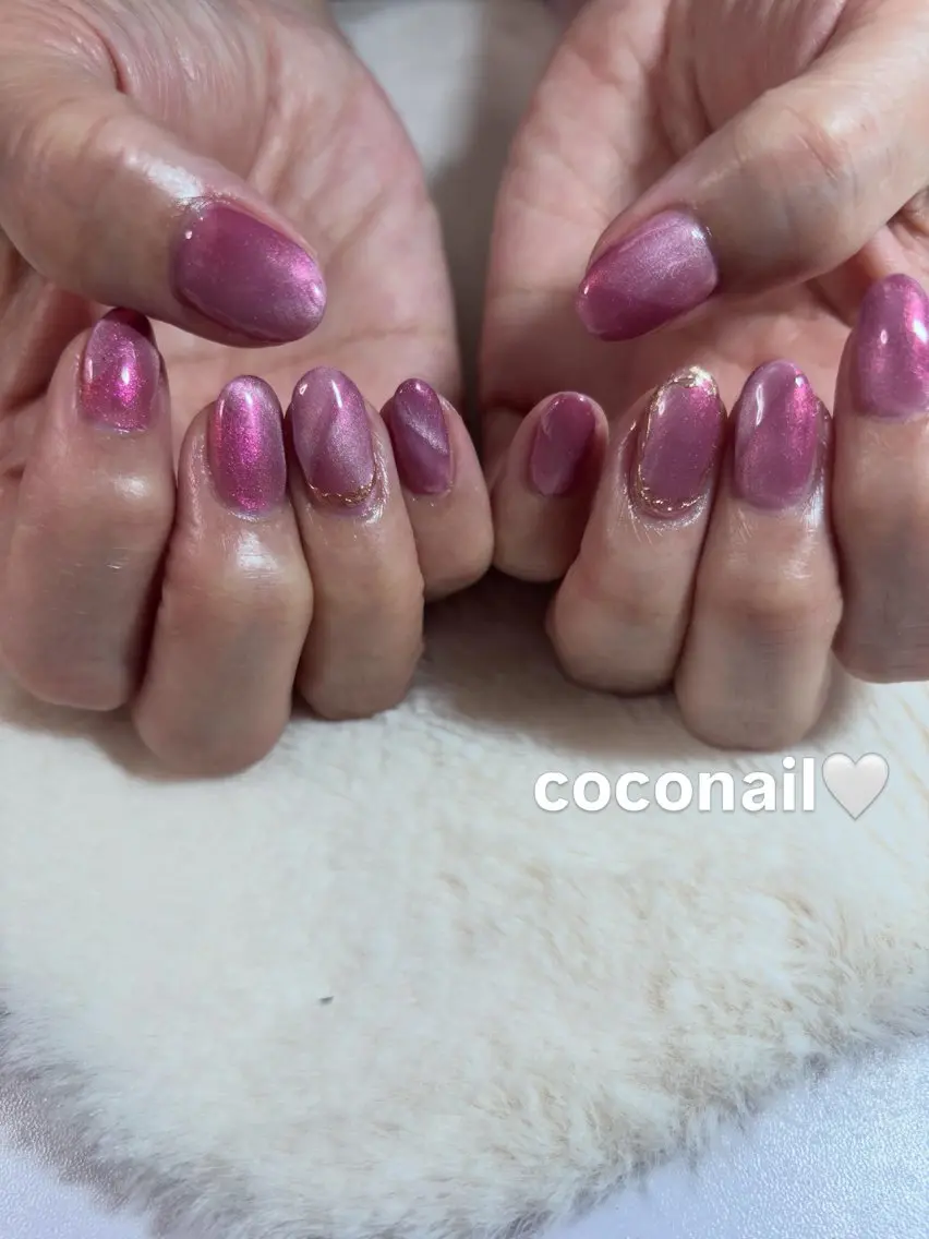ネイル アートネイル ゴールド マグネットネイル ミラーネイル ハンドネイル Coconail 恭子のネイルデザイン