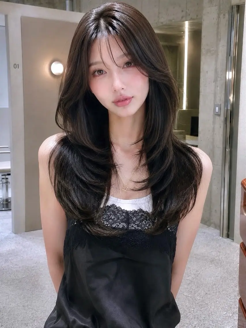 ロング erena/盛れる 韓国レイヤー🖤のヘアスタイル