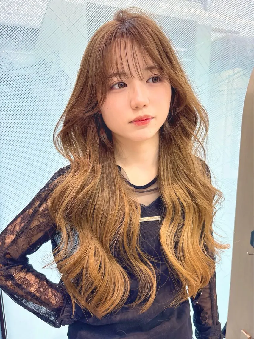 ロング カット ヘアカラー 縮毛矯正 トリートメント 福岡縮毛矯正✨️ ストレート 向井和輝のヘアスタイル