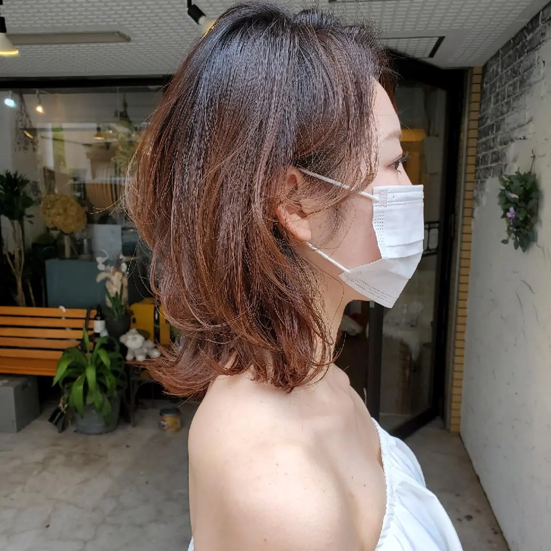 ミディアム カラー カット ヘアカラー トリートメント 韓国レイヤー柔らかい 地毛風縮毛矯正／マツのヘアスタイル