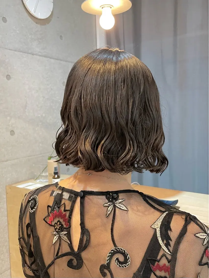 ショート パーマ ボブ 髪質改善 縮毛矯正 デジタルパーマ カット パーマ トリートメント 【表参道】Ruri デジタルパーマのヘアスタイル