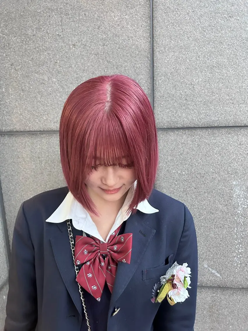 ショート カラー ピンクカラー 阪田 真奈未のヘアスタイル